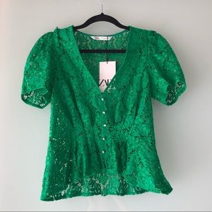 Zara green lace top